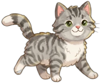 A playful grey farm cat