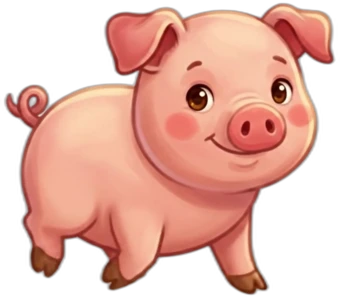 A happy pink farm pig